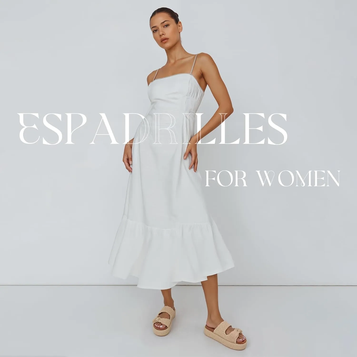 mikarka Raffia Platform Sandals for Women 2025: Resort Womens Sandals Comfortable - Summer Beach Sandals Buckle Straps Espadrilles Flatform Slides Mules