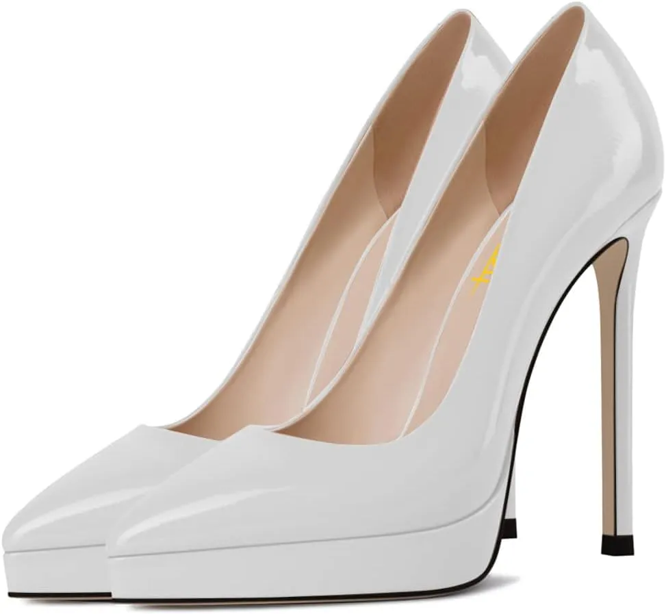 Milooey shoes Women Closed Pointed Toe Slip On Platform Pumps Sexy Stiletto High Heels Lady Elegant Dress Formal Shoes Size 4-16 Us