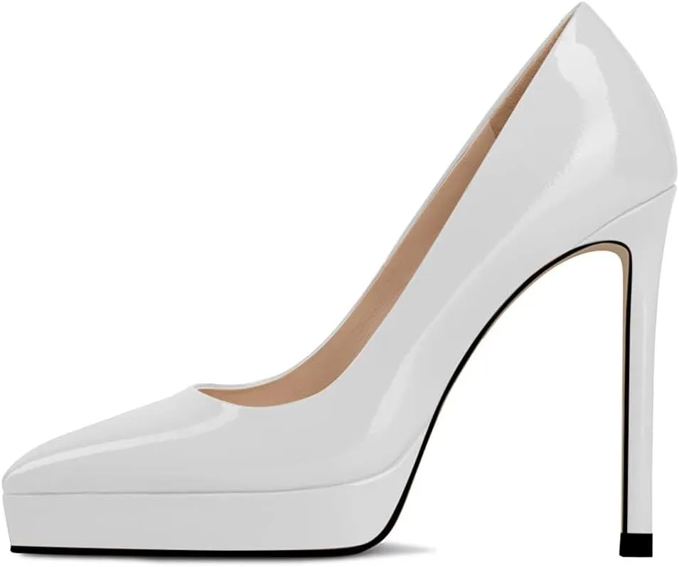 Milooey shoes Women Closed Pointed Toe Slip On Platform Pumps Sexy Stiletto High Heels Lady Elegant Dress Formal Shoes Size 4-16 Us