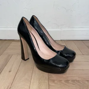 Miu Miu Prada Patent Leather Square Toe Platform Pump Heels (W10)