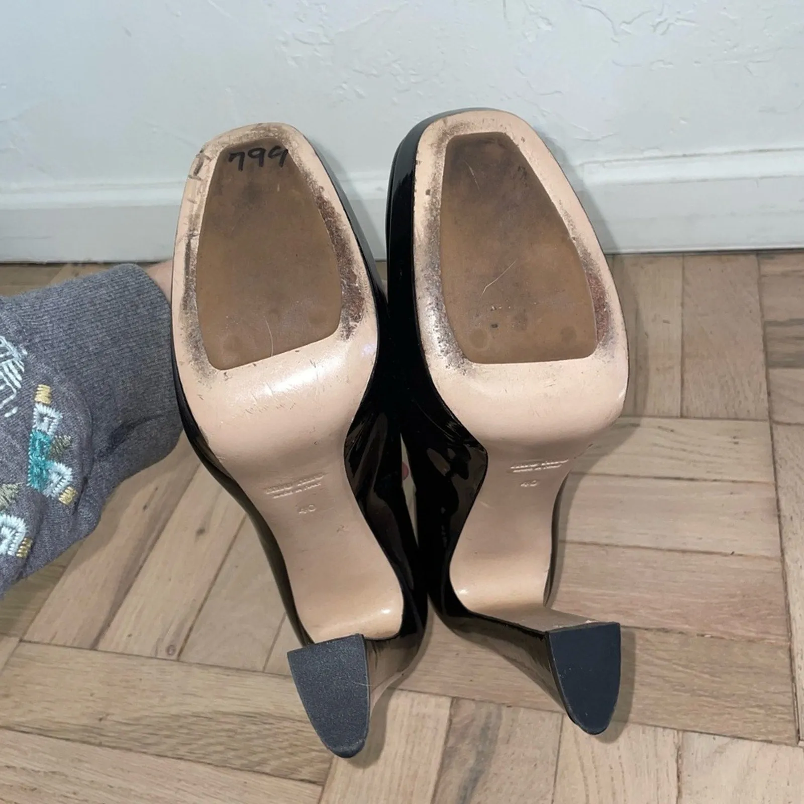 Miu Miu Prada Patent Leather Square Toe Platform Pump Heels (W10)