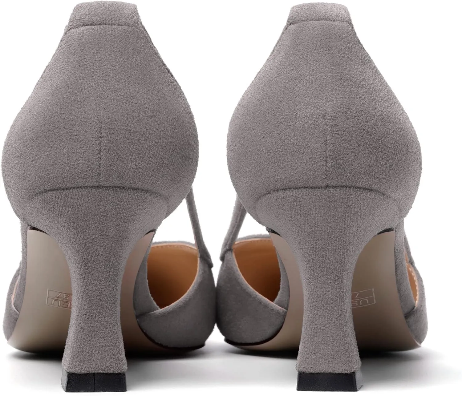 MODENCOCO Womens Casual Pointed Toe Elegant Buckle Wedding Suede Stiletto Mid Heel Pumps Dress Shoes 2.5 Inch