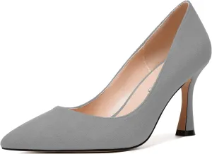 MODENCOCO Womens Fashion Slip On Pointed Toe Sexy Party Suede Stiletto High Heel Pumps Dress Shoes 3.5 Inch