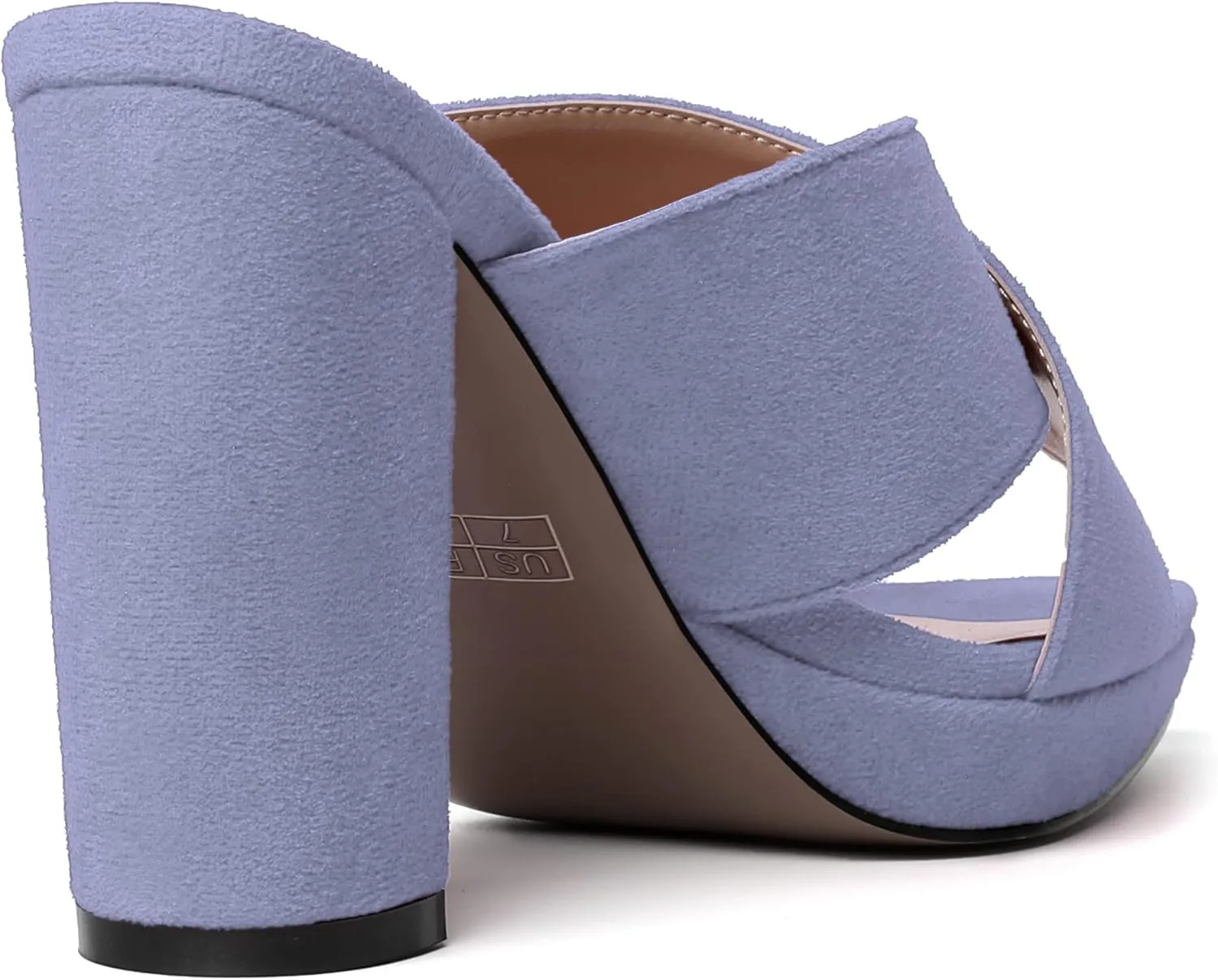 MODENCOCO Womens Sexy Evening Open Toe Slip On Platform Slide Suede Block High Heel Heeled Sandals 4 Inch