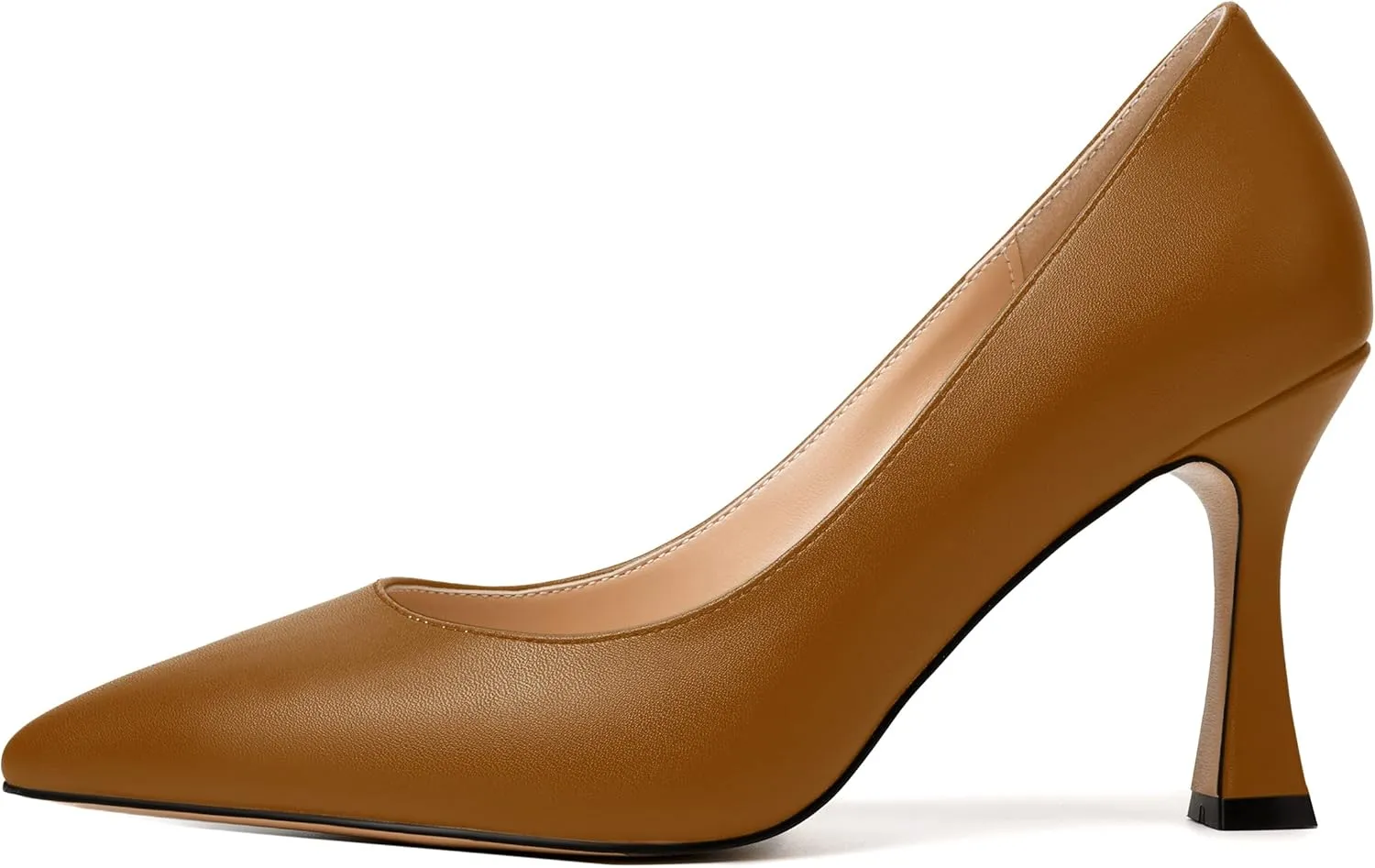 MODENCOCO Womens Slip On Elegant Matte Pointed Toe Sexy Party Stiletto High Heel Pumps Dress Shoes 3.5 Inch
