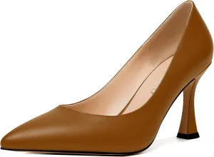 MODENCOCO Womens Slip On Elegant Matte Pointed Toe Sexy Party Stiletto High Heel Pumps Dress Shoes 3.5 Inch