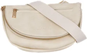 Modern Chic Crossbody Bags for Women - The Holly Foldover Crossbody Bag, Vegan Leather Belt Bag with Zipper Pockets - Eggshell Cream
