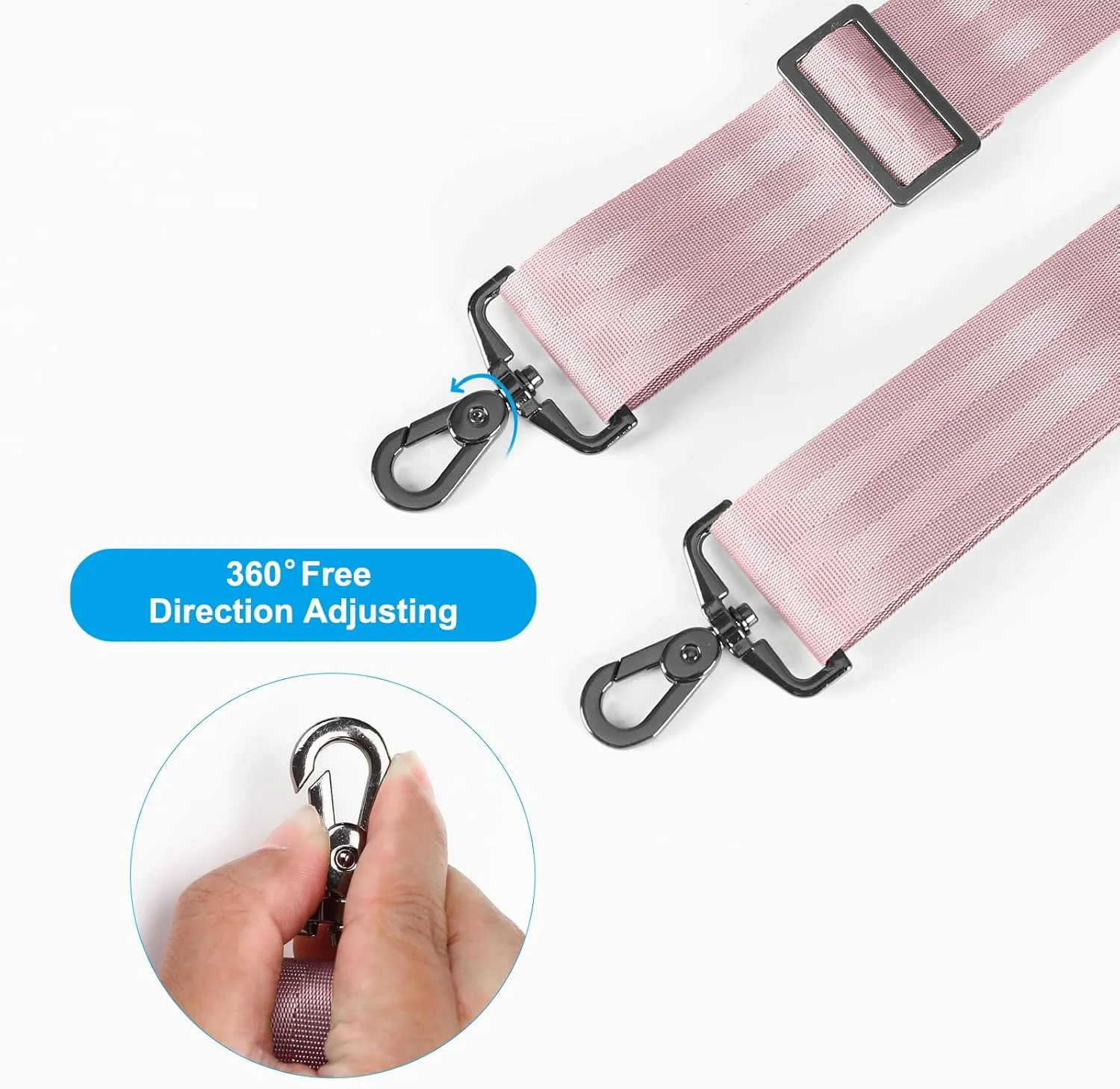 MOSISO 59 inch Shoulder Strap,Soft Adjustable Breathable Universal Replacement Non-Slip Strap with Fix Padded & Metal Swivel Hooks for Laptop Shoulder Bag/Messenger Bag/Crossbody Bag/Duffel, Pink