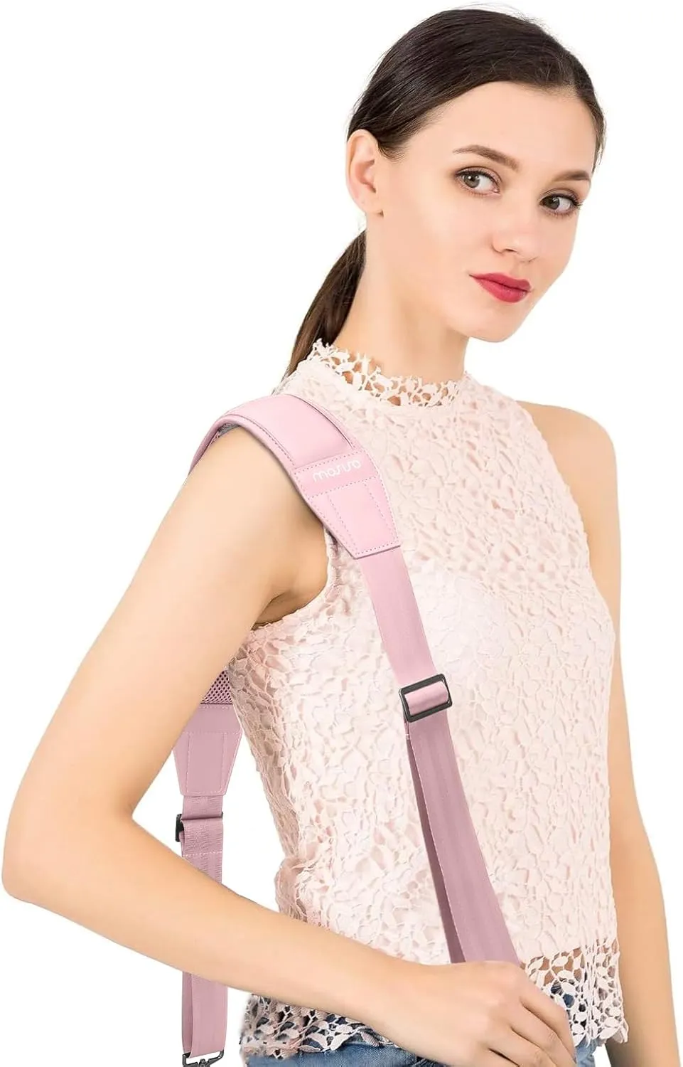 MOSISO 59 inch Shoulder Strap,Soft Adjustable Breathable Universal Replacement Non-Slip Strap with Fix Padded & Metal Swivel Hooks for Laptop Shoulder Bag/Messenger Bag/Crossbody Bag/Duffel, Pink