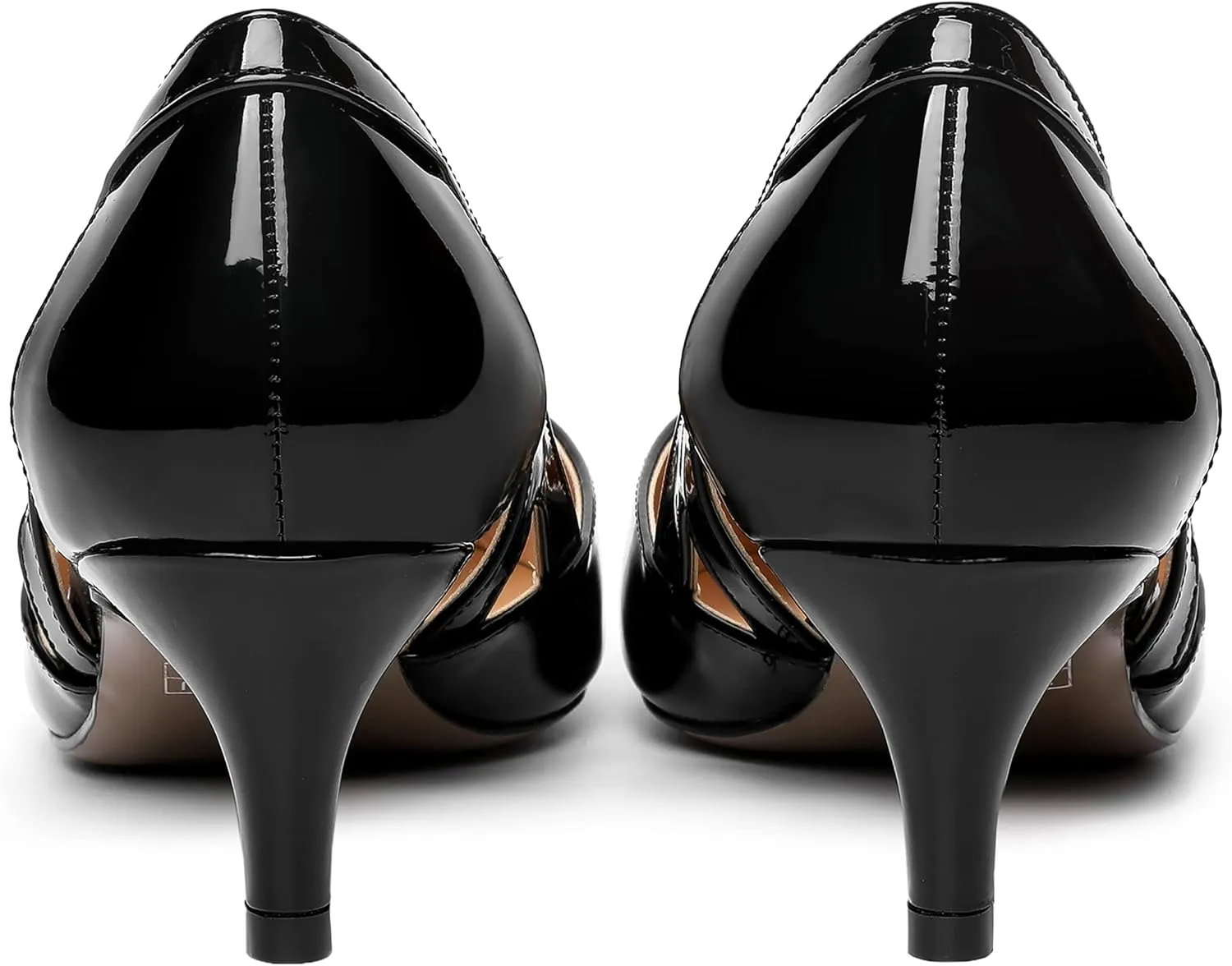MOVINSTEPS Womens Wedding Cut Out Pointed Toe Patent Sexy Slip On Kitten Low Heel Pumps Shoes 2 Inch