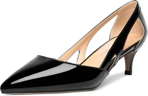 MOVINSTEPS Womens Wedding Cut Out Pointed Toe Patent Sexy Slip On Kitten Low Heel Pumps Shoes 2 Inch