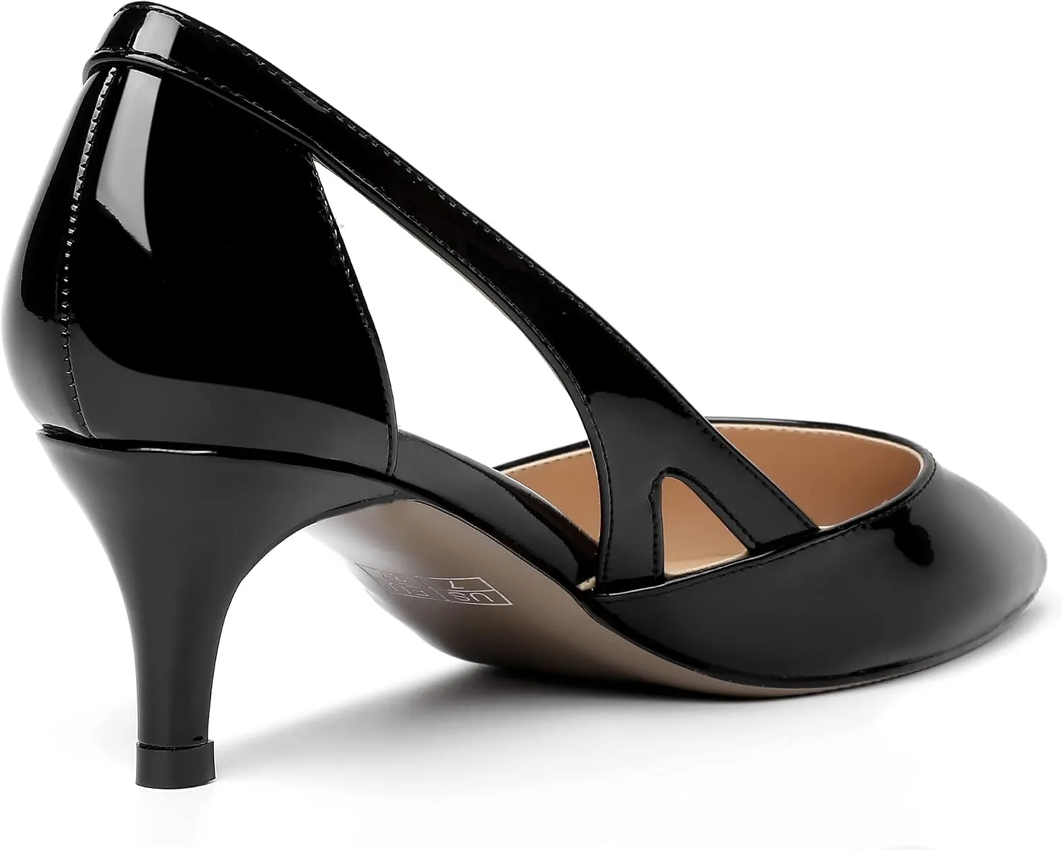 MOVINSTEPS Womens Wedding Cut Out Pointed Toe Patent Sexy Slip On Kitten Low Heel Pumps Shoes 2 Inch