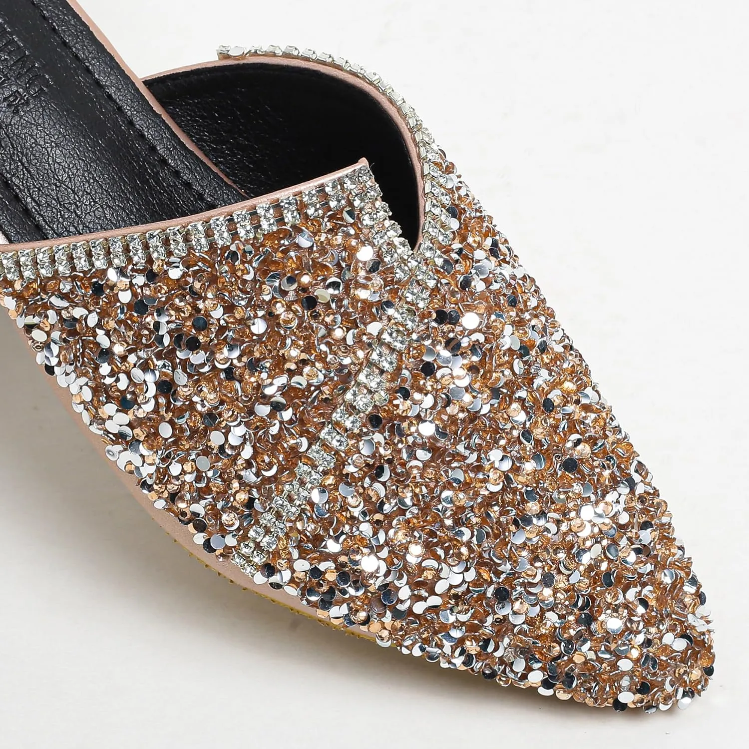 Mules for Women Flats Comfortable Soft Memory Foam Insole Cherry Pointed Rivet Mule Shoes