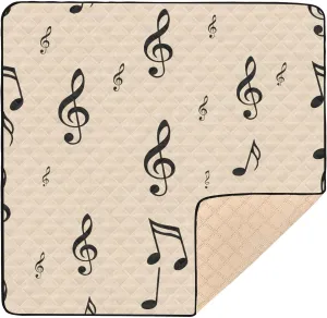 Music Notes Baby Play Mat, Waterproof & Non-Slip Playpen Mat 50" X 50" Soft Foldable Crawling Mat Playing for Infants and Toddlers