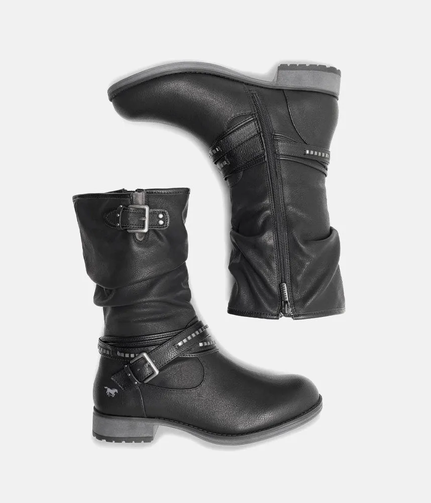 Mustang Versatile Black Mid Calf Boots