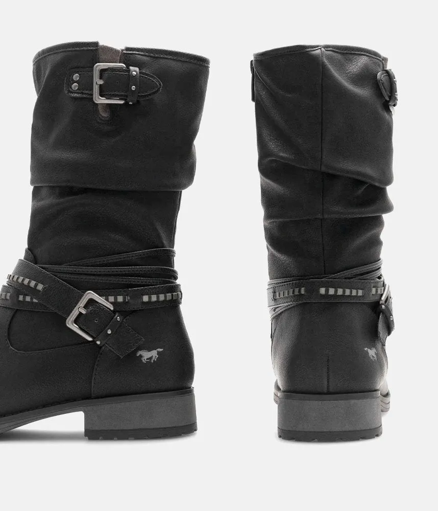 Mustang Versatile Black Mid Calf Boots