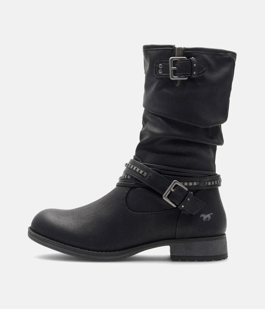 Mustang Versatile Black Mid Calf Boots