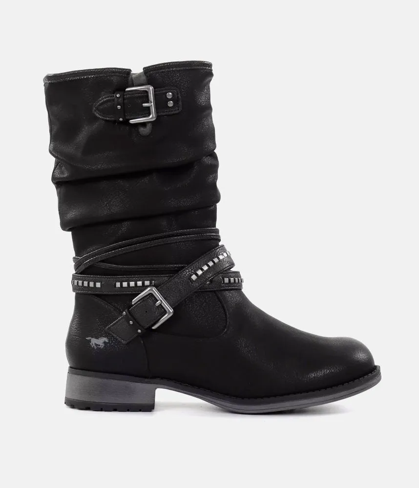 Mustang Versatile Black Mid Calf Boots
