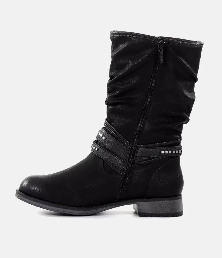 Mustang Versatile Black Mid Calf Boots