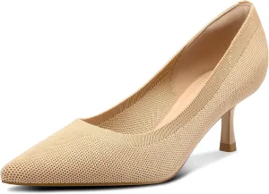 mysoft Women's Pumps 2 inch Kitten Heel Pointed Toe Low Heel Dress Shoes