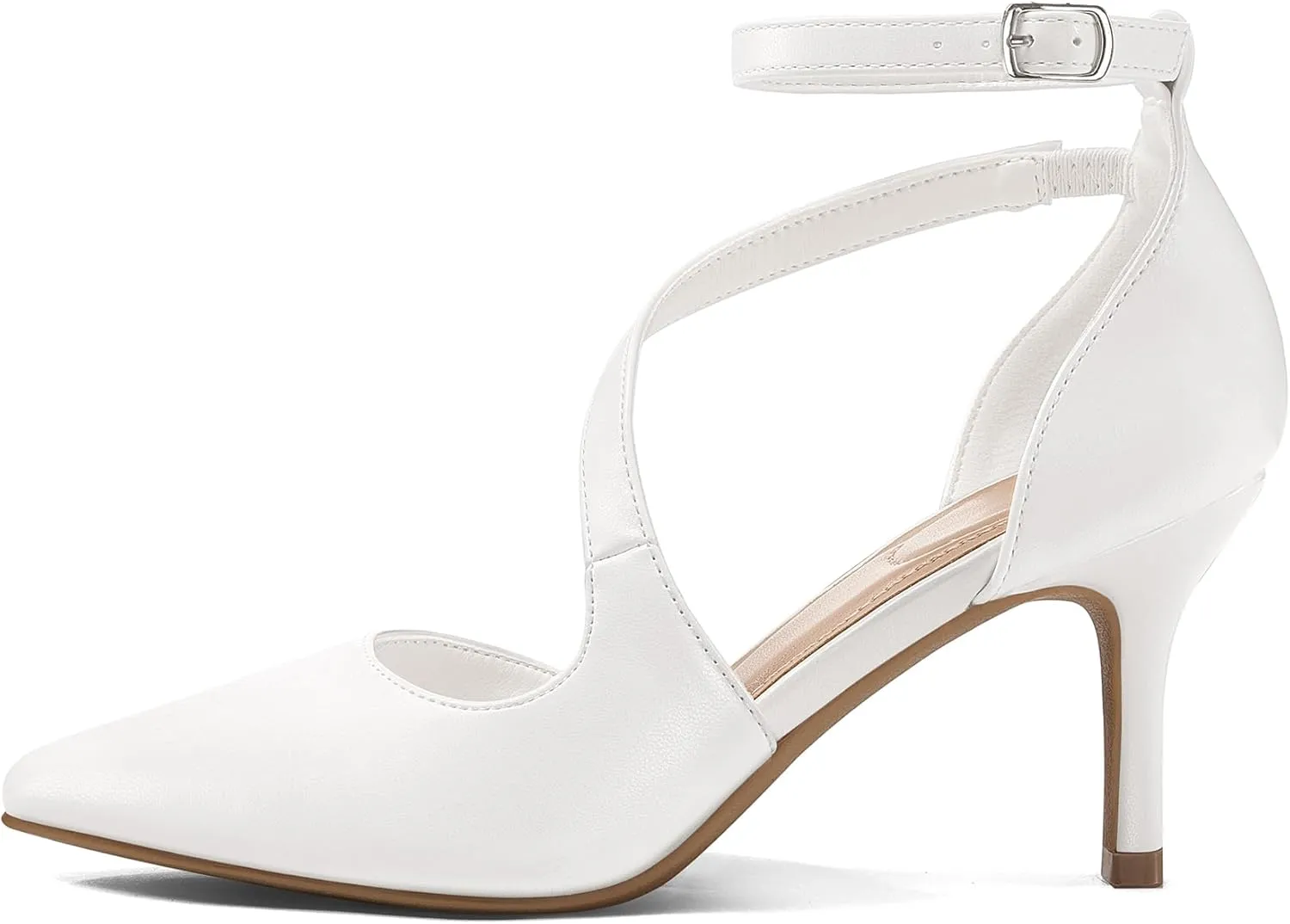 mysoft Women's Pumps Pointed Toe Stiletto Ankle Strap Closed Toe Low Heel Wedding Party Dress Shoes