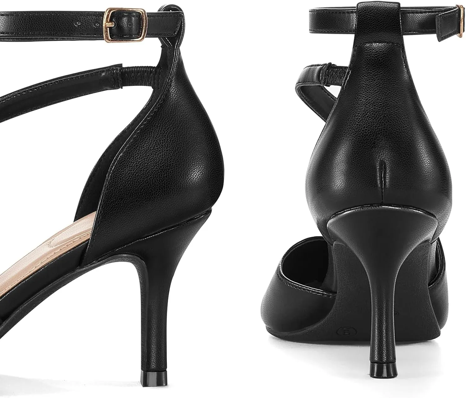 mysoft Women's Pumps Pointed Toe Stiletto Ankle Strap Closed Toe Low Heel Wedding Party Dress Shoes