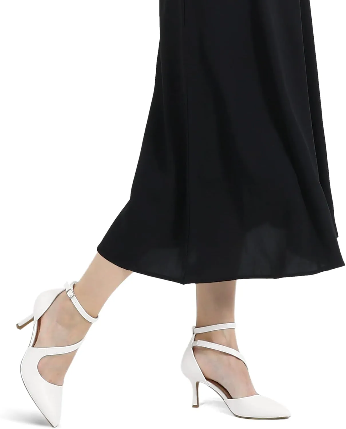 mysoft Women's Pumps Pointed Toe Stiletto Ankle Strap Closed Toe Low Heel Wedding Party Dress Shoes