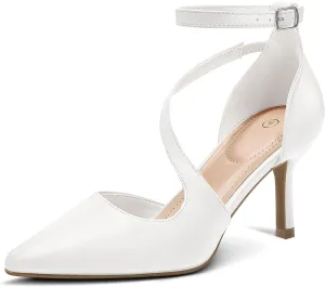 mysoft Women's Pumps Pointed Toe Stiletto Ankle Strap Closed Toe Low Heel Wedding Party Dress Shoes