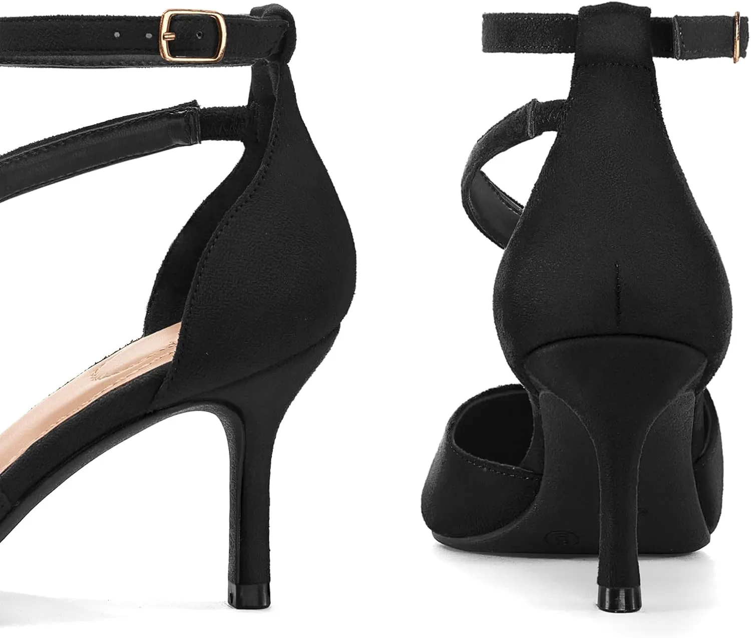 mysoft Women's Pumps Pointed Toe Stiletto Ankle Strap Closed Toe Low Heel Wedding Party Dress Shoes