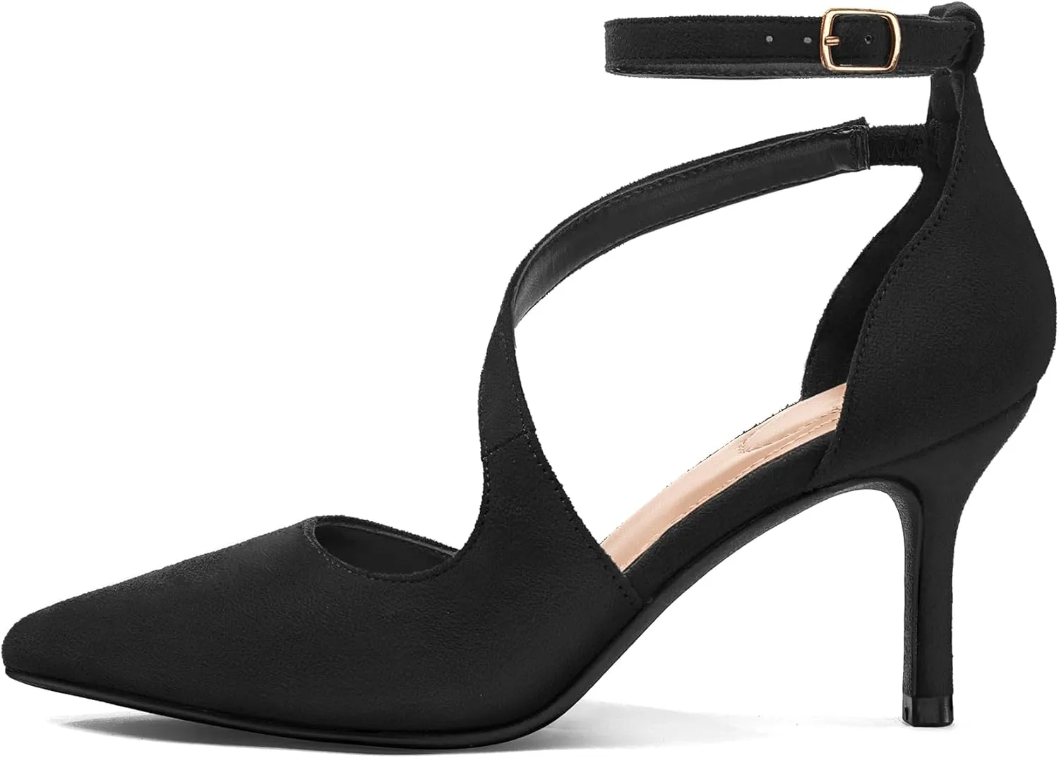 mysoft Women's Pumps Pointed Toe Stiletto Ankle Strap Closed Toe Low Heel Wedding Party Dress Shoes