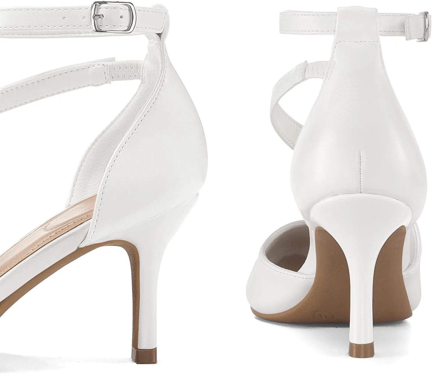 mysoft Women's Pumps Pointed Toe Stiletto Ankle Strap Closed Toe Low Heel Wedding Party Dress Shoes