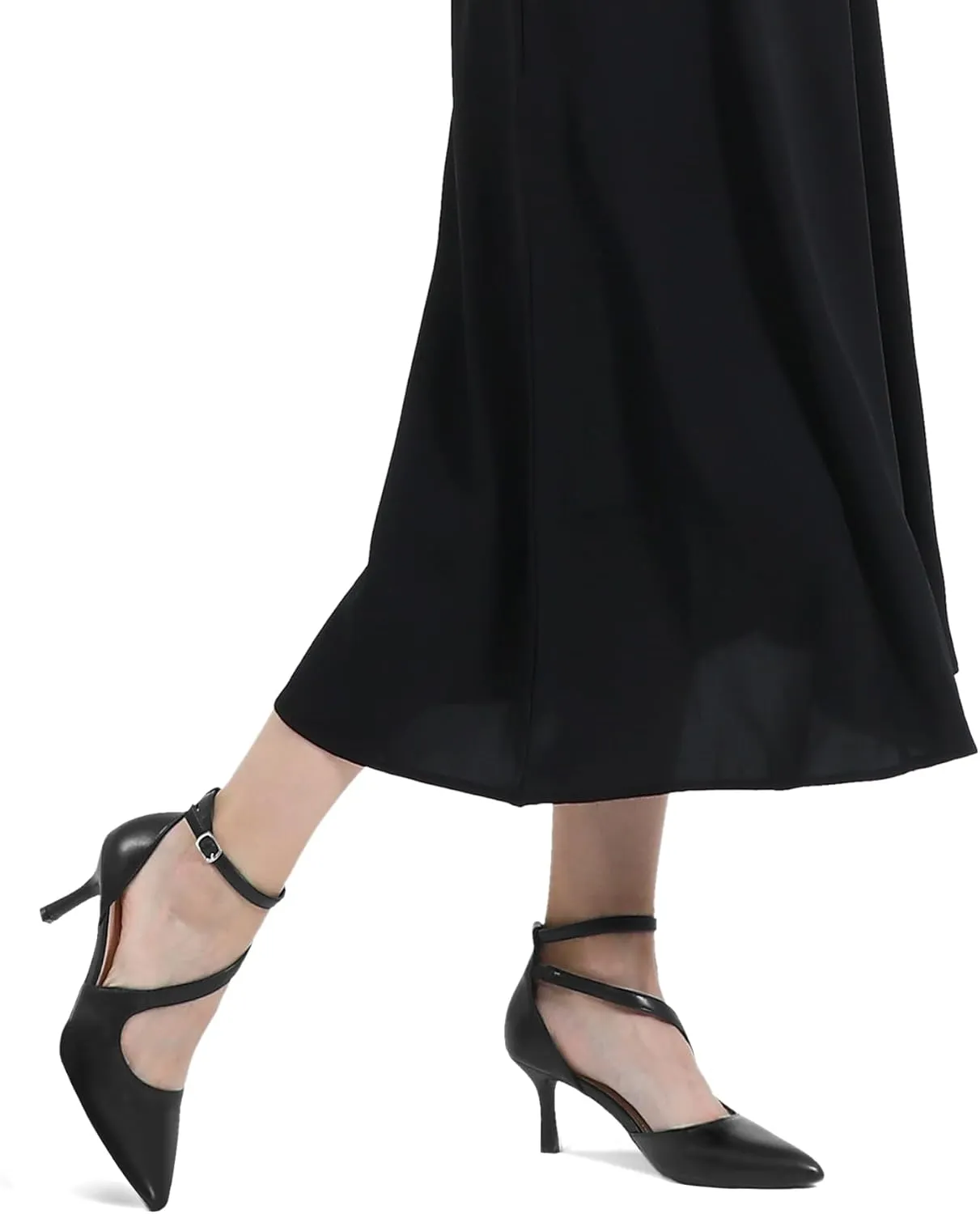 mysoft Women's Pumps Pointed Toe Stiletto Ankle Strap Closed Toe Low Heel Wedding Party Dress Shoes