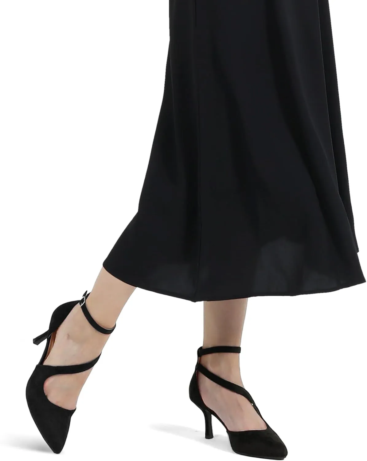 mysoft Women's Pumps Pointed Toe Stiletto Ankle Strap Closed Toe Low Heel Wedding Party Dress Shoes