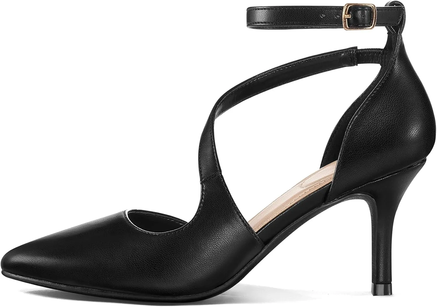 mysoft Women's Pumps Pointed Toe Stiletto Ankle Strap Closed Toe Low Heel Wedding Party Dress Shoes