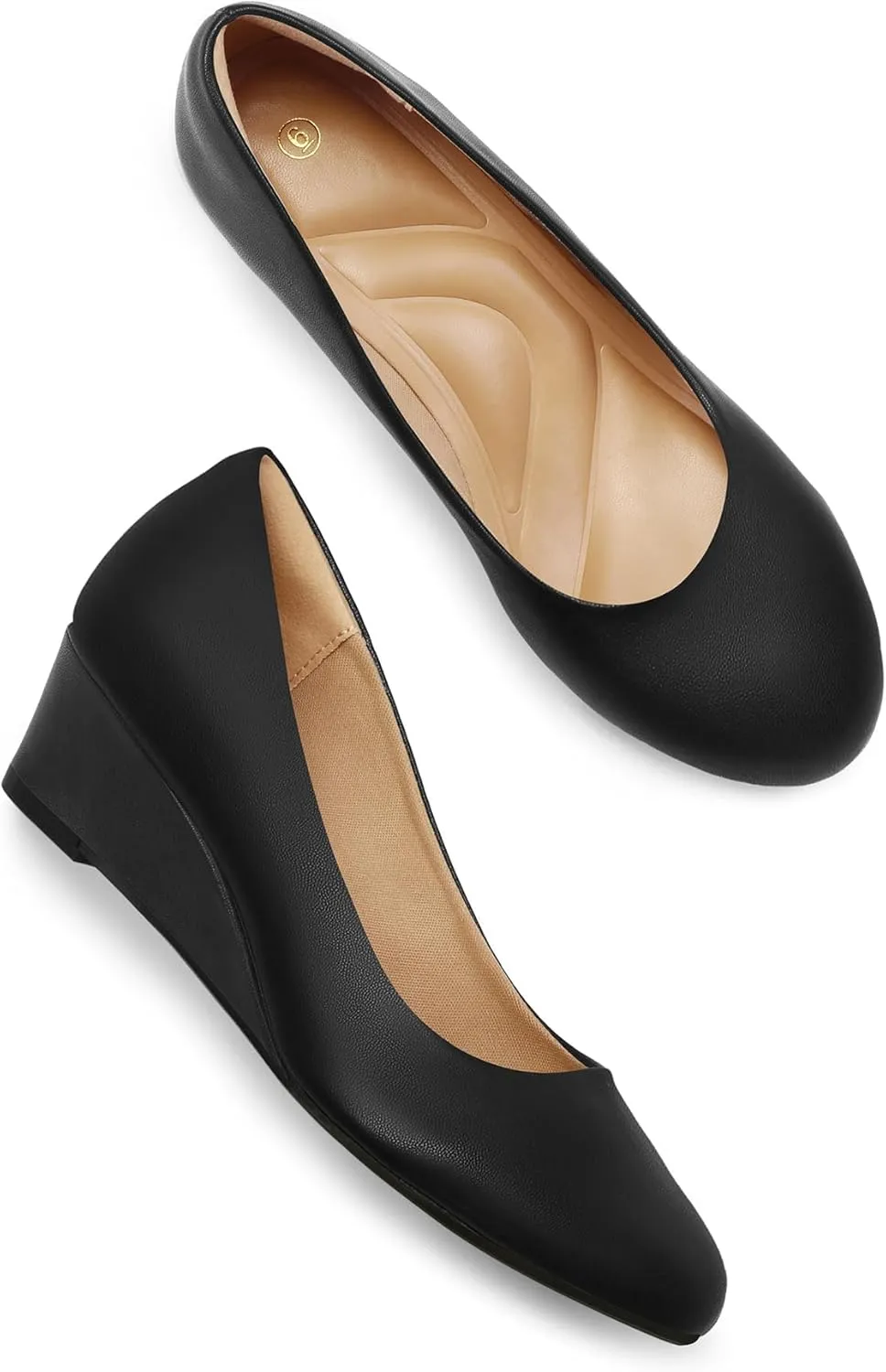 mysoft Women's Wedge Pumps Low Heel Closed Toe 2in Dress Shoes
