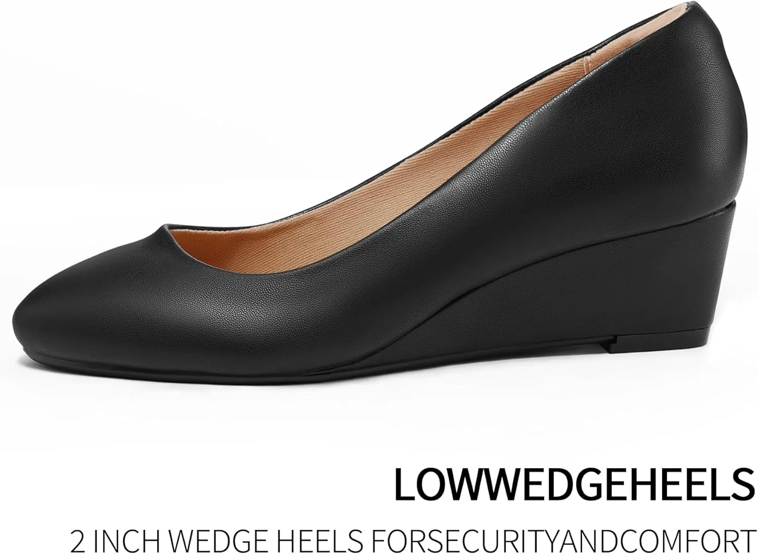 mysoft Women's Wedge Pumps Low Heel Closed Toe 2in Dress Shoes