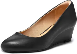 mysoft Women's Wedge Pumps Low Heel Closed Toe 2in Dress Shoes