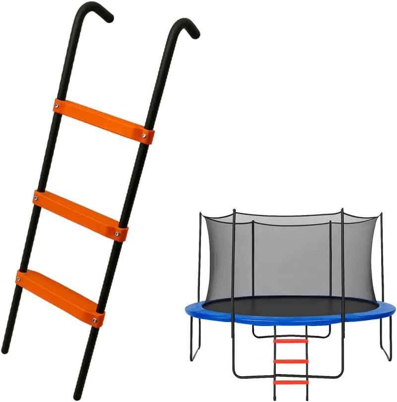 N1Fit Trampoline Ladder - 3 Step Wide Universal Trampoline Ladder for Kids - Trampoline Accessories - Powder Coated & UV Treated Trampoline Steps for All Weather Exposure - Sturdy & Safe Design