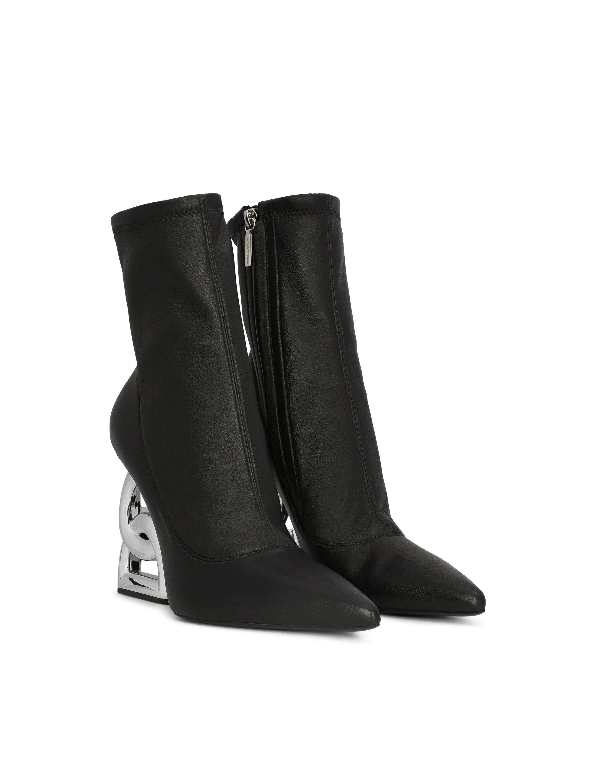 Nappa-effect fabric ankle boots with 3.5 heel
