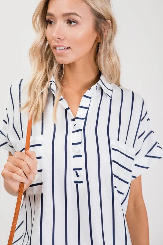 Navy Stripe Dolman Sleeve Top