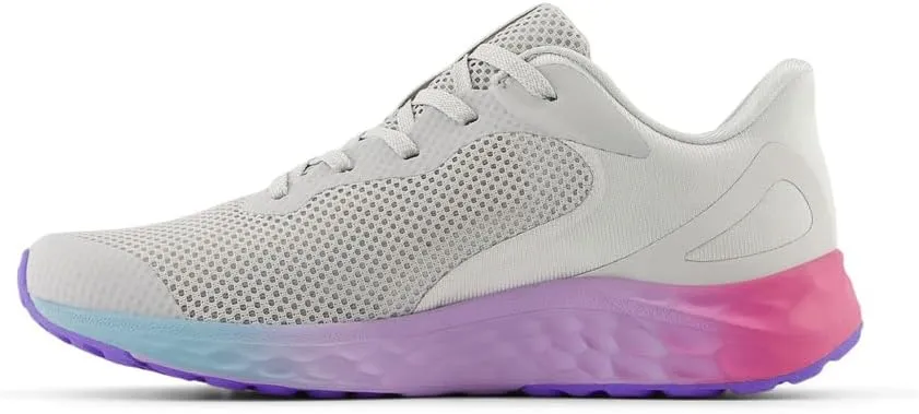 New Balance KIds Arishi Fresh Foam v4 Sneaker, GREY MATTER/MID CENTURY PINK/LILAC GLO, 3.5 XW Big Kid (8-12 Years)