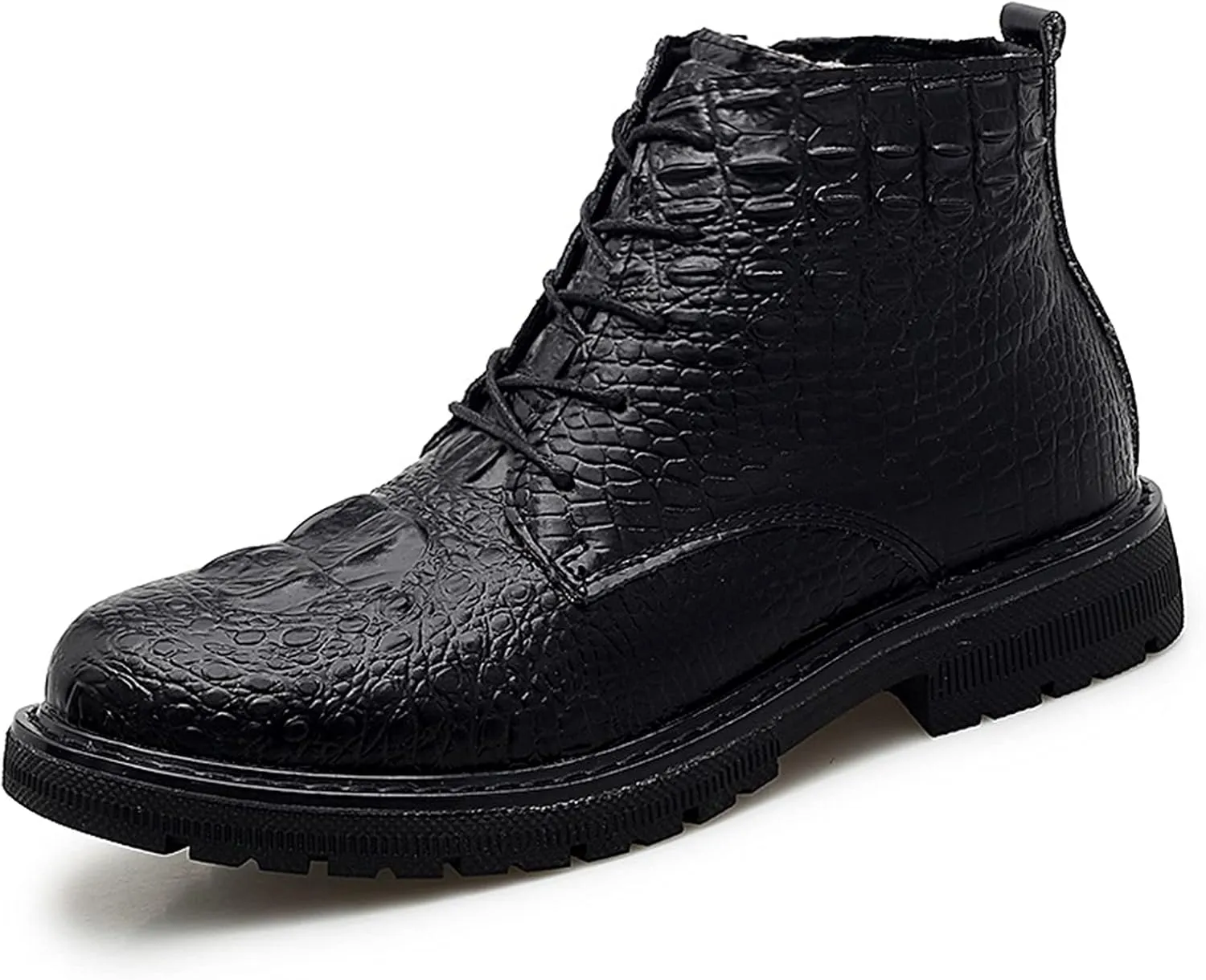 New Men's Chelsea Ankle Boots Double Side Zip Crocodile Print Cowhide Leather Slip On Wearable Anti-slip Non Dress Work Slip On