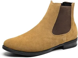 New Men's Chelsea Boots Solid Color Suede Vamp Elastic Band Slip On Anti-slip Wearable Waterproof Non Slip Classic Pull On