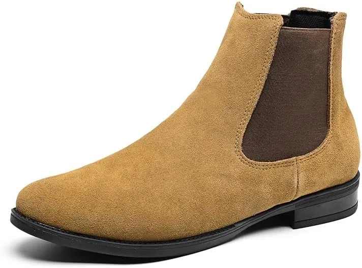 New Men's Chelsea Boots Solid Color Suede Vamp Elastic Band Slip On Anti-slip Wearable Waterproof Non Slip Classic Pull On