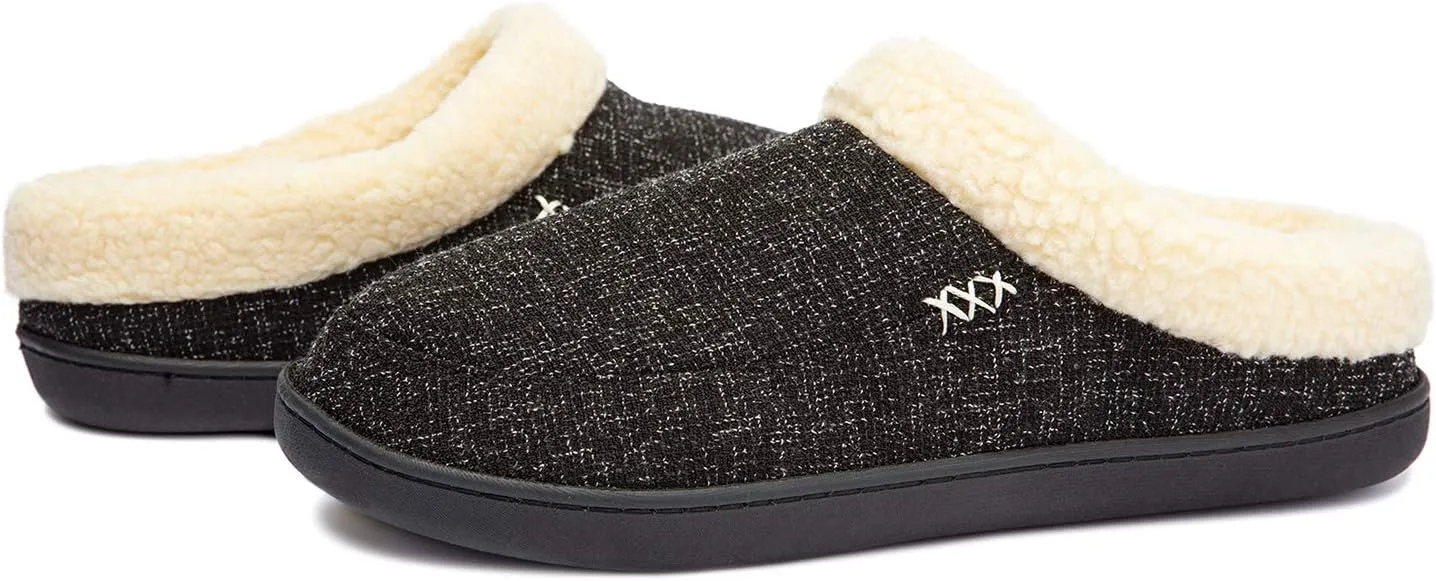 NewDenBer Men's Cozy Memory Foam Slippers Soft Slip on Indoor Outdoor Clog House Shoes