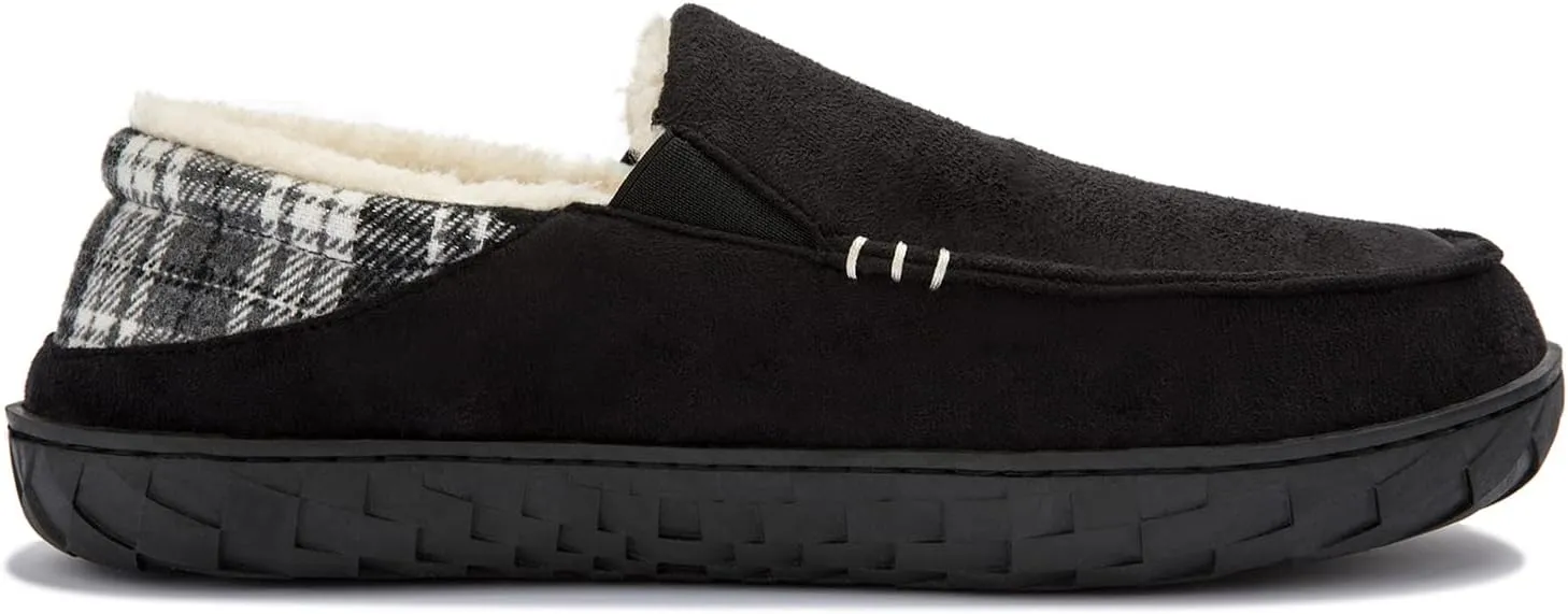 NewDenBer Men's Moccasin Slippers Warm Memory Foam Suede Soft Plush Lined Slip on Indoor Outdoor House Shoes