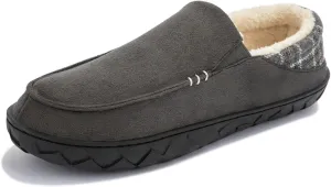 NewDenBer Men's Moccasin Slippers Warm Memory Foam Suede Soft Plush Lined Slip on Indoor Outdoor House Shoes