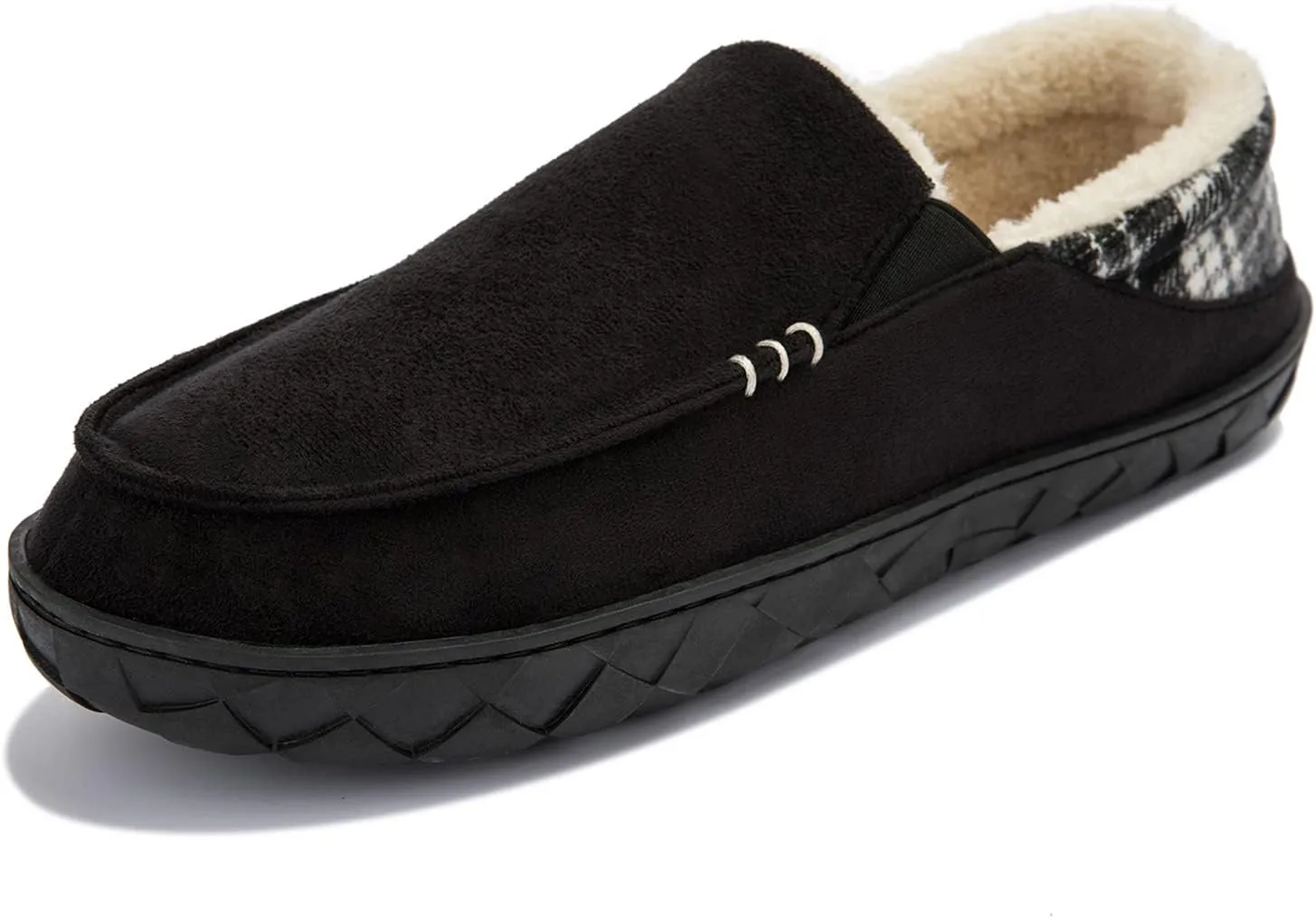 NewDenBer Men's Moccasin Slippers Warm Memory Foam Suede Soft Plush Lined Slip on Indoor Outdoor House Shoes