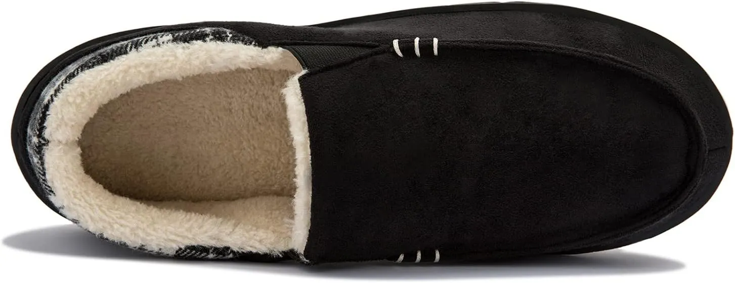 NewDenBer Men's Moccasin Slippers Warm Memory Foam Suede Soft Plush Lined Slip on Indoor Outdoor House Shoes