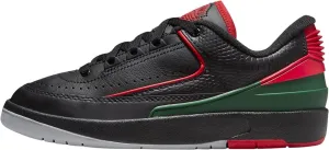 NIKE Air Jordan 2 Retro Low Big Kids' Shoes (FJ6869-006, Black/Fir/Cement Grey/Fire Red) Size 5.5